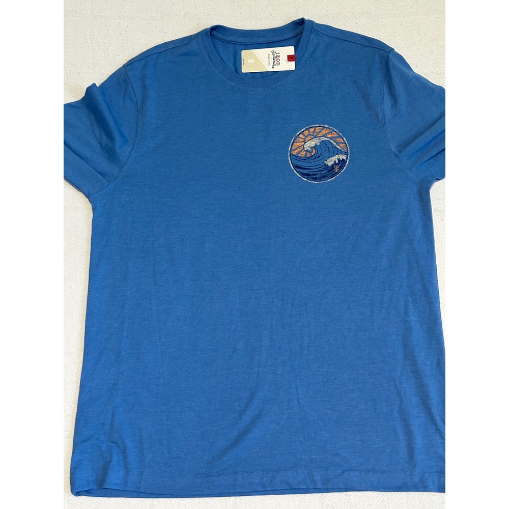 IZOD Saltwater Mens Blue Graphic T-Shirt Large Sunny Days Easy Waves NWT